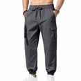 thumbnail image 4 of Zekutng Cargo Pants for Men Strap Decor Small Label Drawstring Tapered Jogger Pants,Sizes S-3XL, 4 of 9