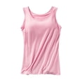 thumbnail image 2 of Cotton Padded Tank Tops with Built in Bra for Women Plus Size Spaghetti Strap Sleeveless Cami Tops Pink XL, 2 of 4