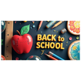 thumbnail image 3 of Back to School Themed Banner with Apple Pencils Microscope and Light Bulb Elements Background Party Decorations for School Events Classroom Decor Photo Backdrop, 3 of 4