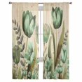 thumbnail image 7 of Sheer Curtains 72 inches Long, Green Tulip Watercolor Floral Retro Linen Light Filtering Sheer Window Curtains Rod Pocket Voile Drapes for Bedroom Living Room, 52"W x 72"L 2 Panels, 7 of 7