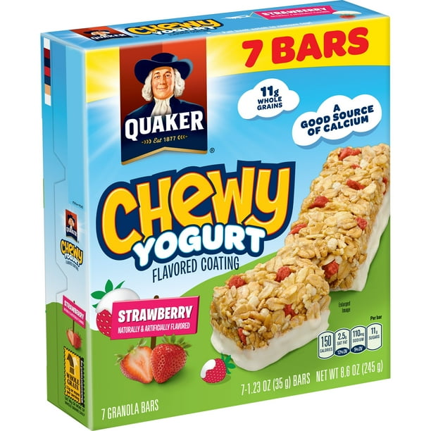 Quaker Chewy Yogurt Granola Bars, Strawberry, 7 count - Walmart.com