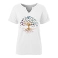 thumbnail image 5 of Trendfront Womens Tree Of Life Tops Graphic Print V Neck Casual Short Sleeve Loose Fit Tee Trendy Fashion T Shirts Pullover Daily Wear, 5 of 5