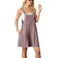 thumbnail image 5 of JWD Women's Rompers summer sleeveless short Jumpsuits Button adjustment with pocket Purple Pink L, 5 of 8