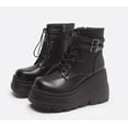 thumbnail image 7 of Women's Chunky Platform Combat Booties | High Wedge Heel, Side Zipper & Lace-Up Ankle, 7 of 7