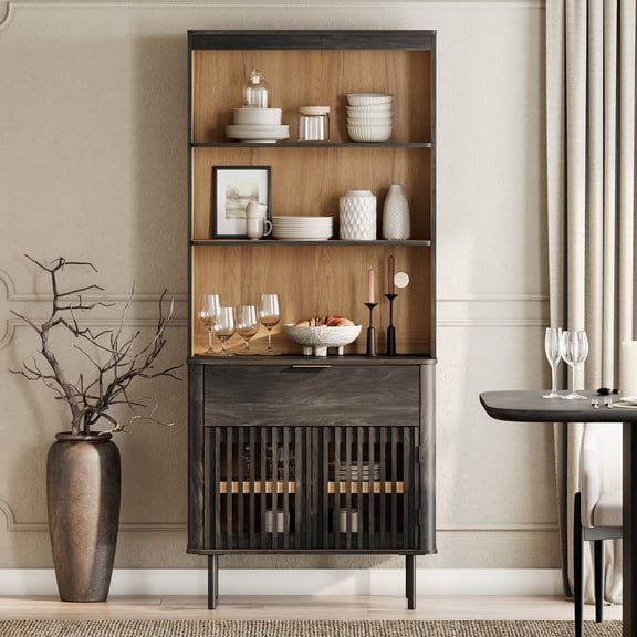 72.8 Inch Tall Bookshelf with Storage Cabinet, 3 Tier Bookcase with Drawer & Adjustable Shelf, Black