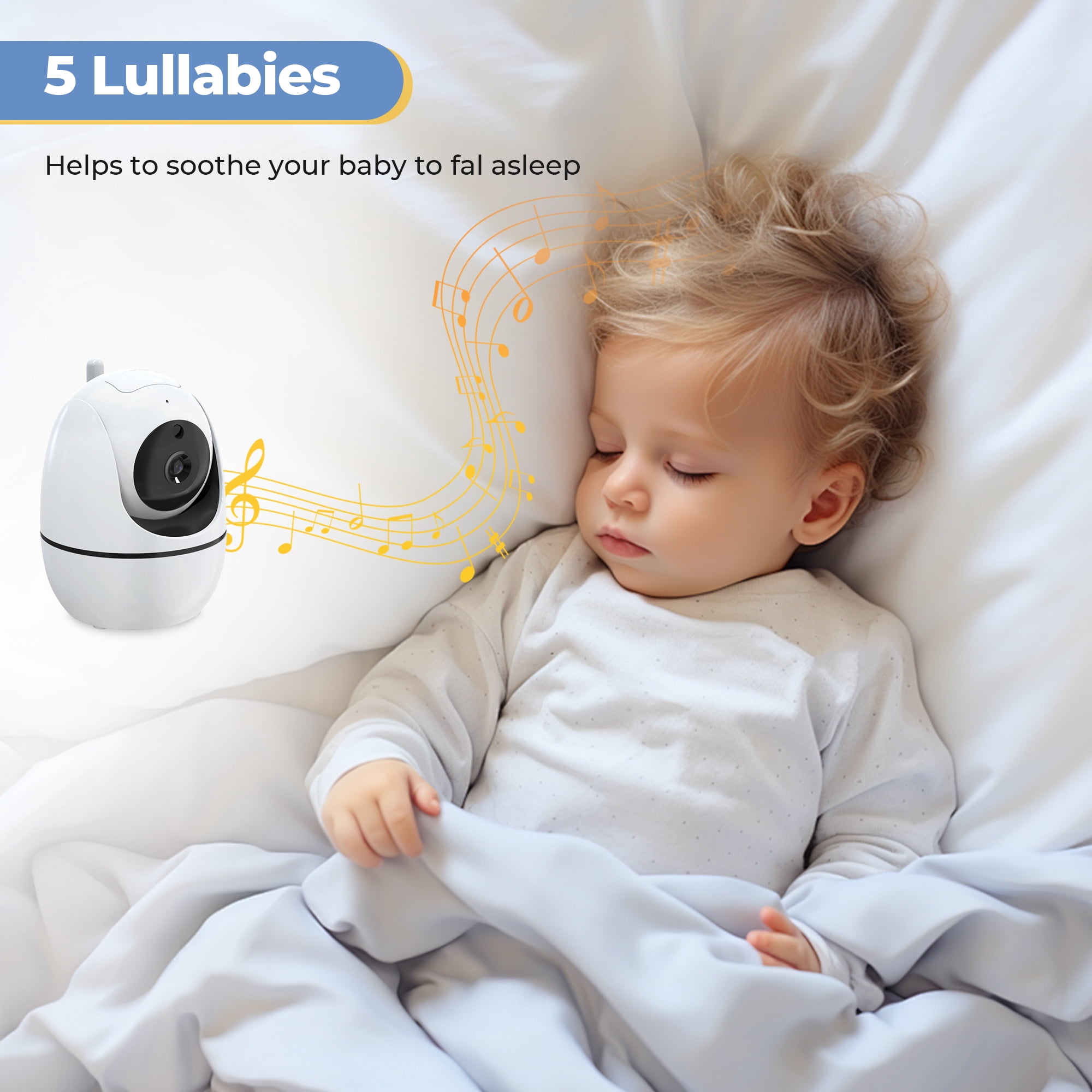 Baby Monitor, HDJ 5" Video Baby Monitor with Camera, No WiFi, 1000 ft Long Range, Night Vision, Two-Way Audio, VOX Mode, Temperature Monitoring