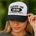 thumbnail image 2 of 90th Birthday Gifts Made in 1936 All Original Parts Bday Hat Turning 90 Birthday Party Trucker Hat Black, 2 of 8