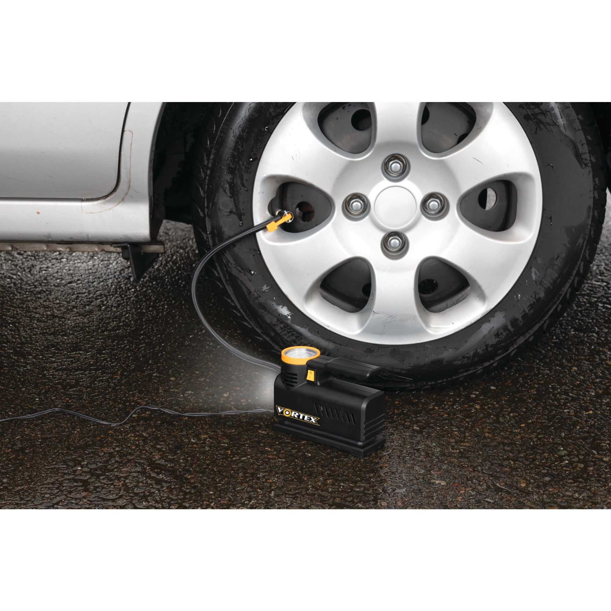 Performance Tool E00012 22 pc. Essential Roadside Assistance Kit: 12V Vortex Tire Inflator, Booster Cables, LED Flashlight, Safety Tools, Emergency Kit, Toolkit with Cable Ties, Gloves, Storage Case