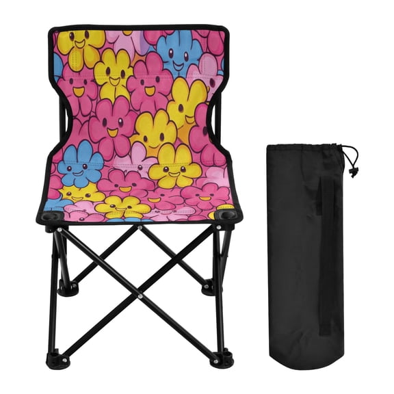 BZSMCE Camping Chairs Modern Joyful Floral Faces Pattern Folding chair