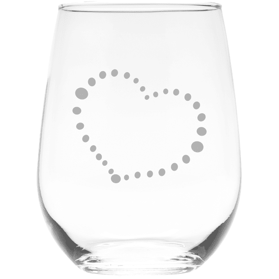 C&M Personal Gifts 17 oz Dotted Heart Stemless Wine Glass