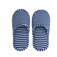 thumbnail image 1 of Chaussons d'Hôtel de Voyage Pliables Réutilisables en Coton Doux Antidérapants pour Hommes Rayures Bleues, 1 of 8