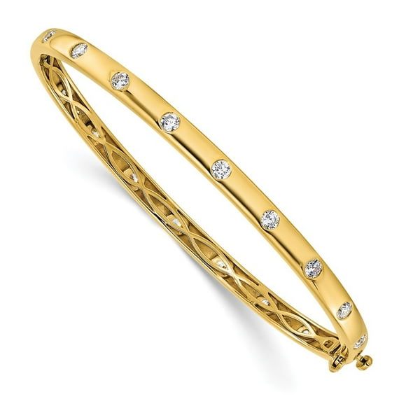 Diamond2Deal 14K Yellow Gold 4mm Lab Grown Diamond Bangle Bracelet for Women (Carat: 0.8cttw, Clarity: VS, Color: GH)
