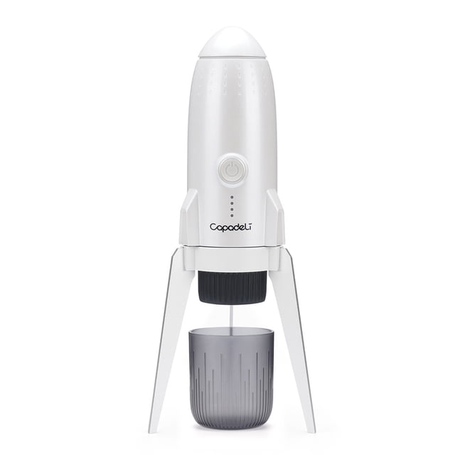 Machine à Expresso Électrique Portable Design Fusée avec Fonction Auto-Chauffante, Cafetière de Voyage 19 Bars Compatible avec Capsules Nespresso & Café Moulu, Rechargeable par USB pour Voiture, Camping & Bureau