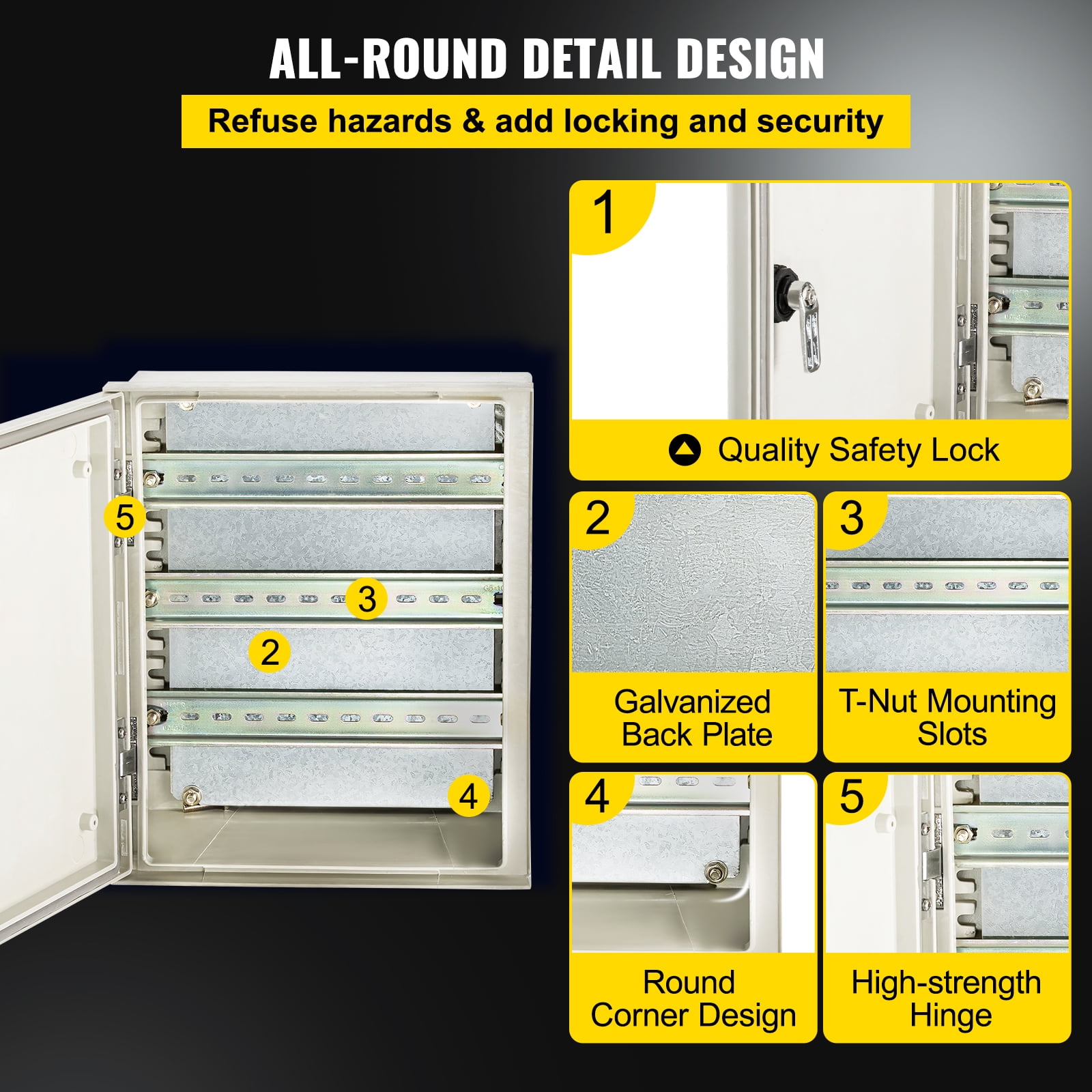 KFFKFF NEMA Metal Housing, 12x10x6'' NEMA 4X Fiberglass Electrical Box, IP66 Resistant to Water & Dust, Appropriate for Exterior & Interior Use, Comes with Installation Plate (30x25x14 cm)