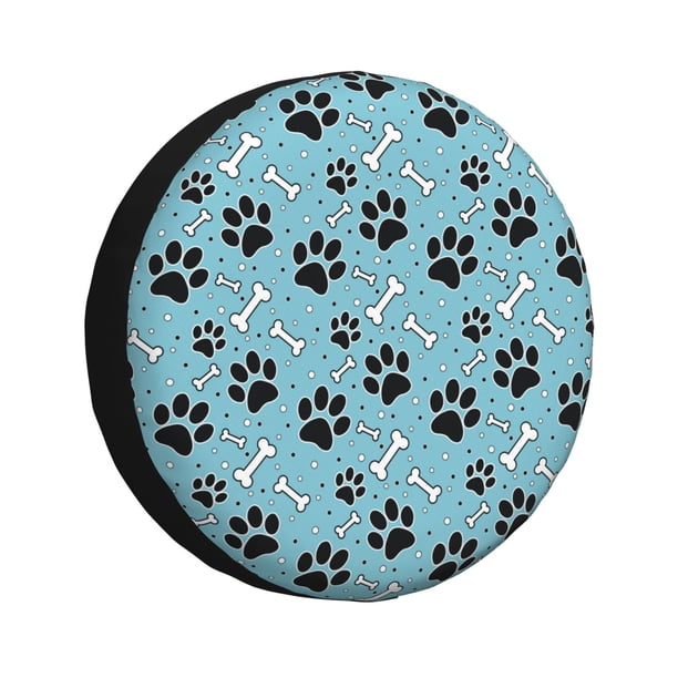 Balery Cute Dog Footprints Cubiertas para Neumáticos - Protector Resistente para Neumáticos de Camioneta, SUV, Remolque, Camper y RV-17 inch