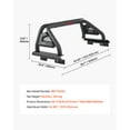 thumbnail image 6 of VEVOR Truck Bed Roll Bar, Universal Pickup Sport Adjustable Bar Chase Rack Compatible with Mid-Size Truck, Carbon Steel Construction with LED Brake Light, No Rack Included, 6 of 9
