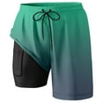 thumbnail image 3 of Men Swim Trunks Gradient Quick Dry Swim Shorts Board Shorts With Pockets Beach Swimwear Green XXL, 3 of 4
