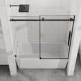 thumbnail image 6 of 60" W x 58" H Bathtub Door, Frameless Tub Sliding Shower Door, 1/4" (6mm) Thick Tempered Clear Glass with Easy-clean Coating, Stainless Steel Hardware, Matte Black, 6 of 8