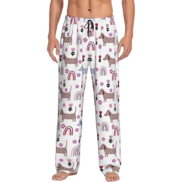 Balery Cute Dog Pantalones de pijama para hombre, pijama ultraligero, pantalón de descanso-XX-Large