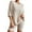 Beige, variant on Seductiva Clothing Women's Pajama Set 2 Sets Ribbed Knit Pajamas Matching Outfits T Shirt Biker Shorts Sleepwear Sweatsuits Two Piece Soft Sleepwear