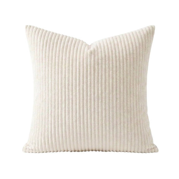 Decorative Pillows for Couch, Boho Throw Pillows, 20X20 In, Corduroy, Vertical Rib, Boho Home Decor, Sofa Filling, Off White, 1 Pc