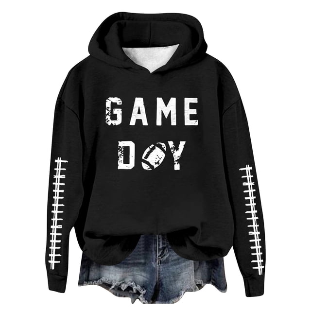 WEAIXIMIUNG Sweat à Capuche pour Femmes, Imprimé Football Baseball, Col Rond et Manches Longues