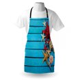 thumbnail image 3 of Starfish Apron Different Types of Starfishes and Scallops on Blue Painted Wooden Planks Image, Unisex Kitchen Bib Apron with Adjustable Neck for Cooking Baking Gardening, Multicolor, by Ambesonne, 3 of 3