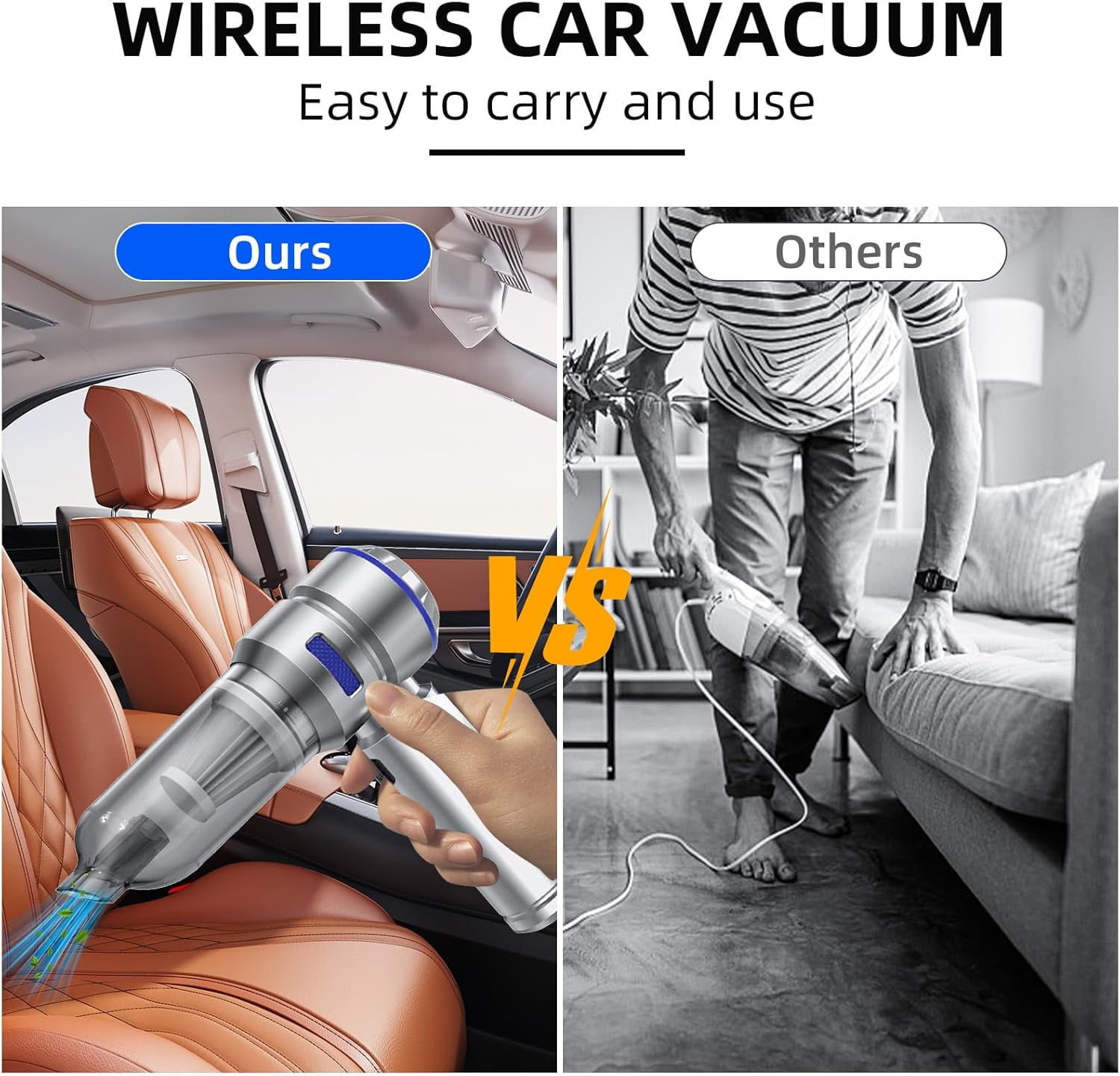 General Portable Car Vacuum - 22000PA Cars Vacuum Cleaner High Power 4 in 1 Compressed Air Duster & Air Blower & Pump Hand Held Vacuums Cordless with Brushless Motor for Car Home Office Blue