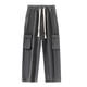 thumbnail image 3 of Pantalones de trabajo de longitud completa para hombre, de color liso, con bolsillos, informales, de pierna recta, 3 of 4