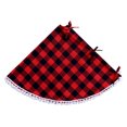thumbnail image 3 of Falda del árbol de Navidad Tela escocesa de punto rojo y negro Decoración del árbol de Navidad FleinngHoz JD704962874, 3 of 7
