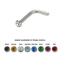 BodyJewelryOnline Nose Ring L Bend Shaped Bezel Set CZ Jewel Surgical Steel Body Jewelry 18g Choose The Color