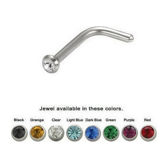 BodyJewelryOnline Nose Ring L Bend Shaped Bezel Set CZ Jewel Surgical Steel Body Jewelry 18g Choose The Color