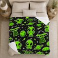 thumbnail image 5 of Cute Green Alien Flying Saucer Space Whimsical, Playful Celestial Art Scene, Warm Flannel Blanket for Living Room and Bedroom, Celestial Art Lovers Housewarming Gift, Playful Home Decor, 5 of 9