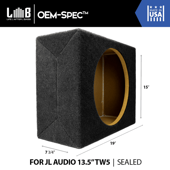 0.80 ft³ Sealed MDF Enclosure Box for JL Audio 13.5" TW5 v2 (13TW5v2) Subwoofer