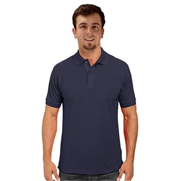 Peach Couture Polo Classique à Manches Courtes pour Hommes (Petit, Marine)