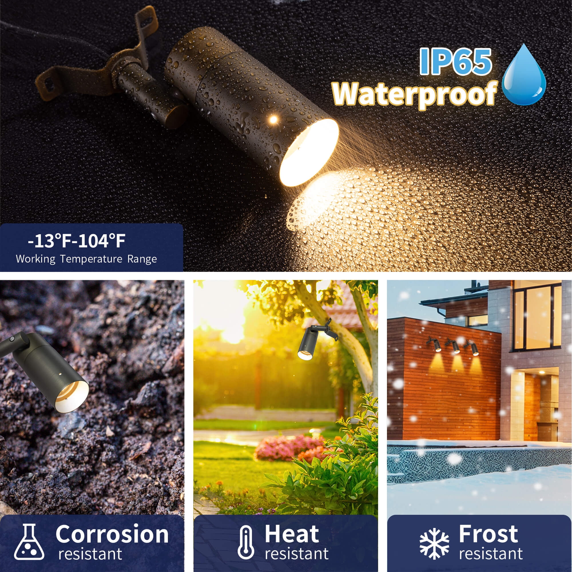 Gardenreet Brass Low Voltage Spot Downlight, 12V Outdoor LED Landscape Down Lights for Flag Garden Yard Architectural with 5W MR16 LED Bulb 2700K Warm White(12 Pack)
