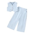 thumbnail image 2 of MKOSPLRT Blazer Sets Kids 2 Piece Outfits Girls Solid Casual Dressy Suits Vest and Dress Pants Baggy Wedding Guest Party Outfit 3-10Y, 2 of 3