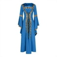 thumbnail image 5 of Qulqfy Maxi Women Dresses Long Bell Sleeve Medieval Blue Renaissance Plus Size Cocktail Gothic Dresses Women Fall Dresses XXL, 5 of 6