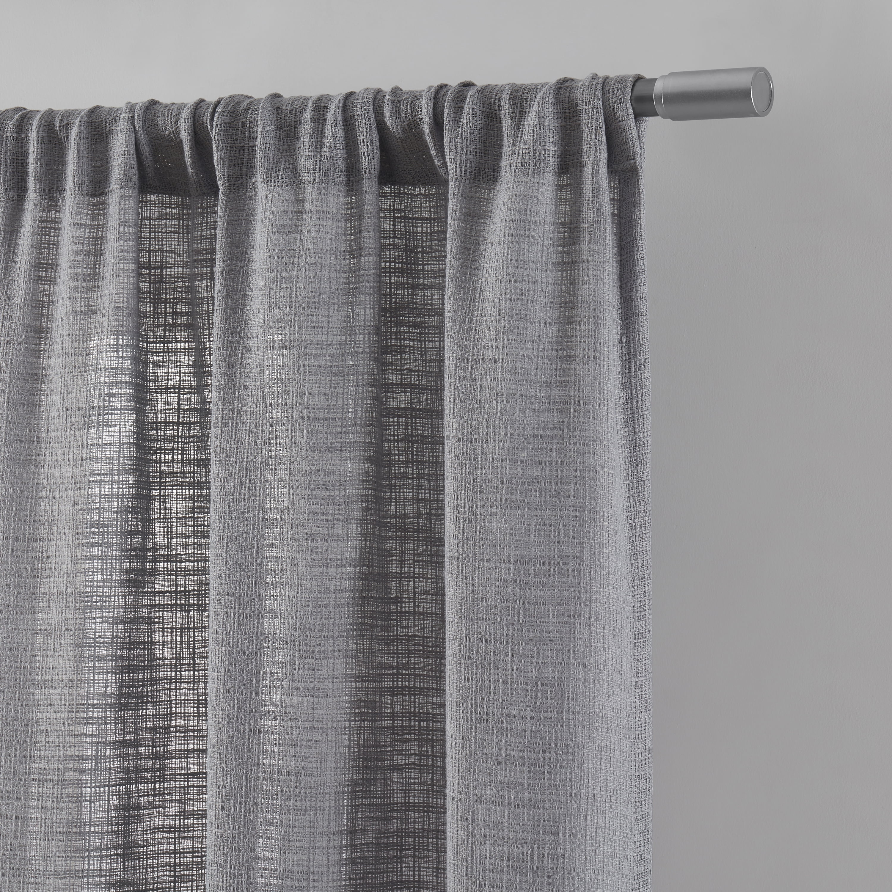 Better Homes & Gardens Woven Slub Rod Pocket Light Filtering Curtain Panel, 1-Piece, Gray, 52" W x 108" L