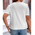 thumbnail image 7 of SOMER Plus Size Women Blouses Puff Sleeve Eyelet Knit Top Casual Summer Short Sleeve Crew Neck Loose Fit White, 7 of 7