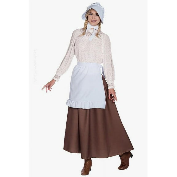 Frontier Prairie Skirt with Apron - Brown/White - Costume - Adult - Standard