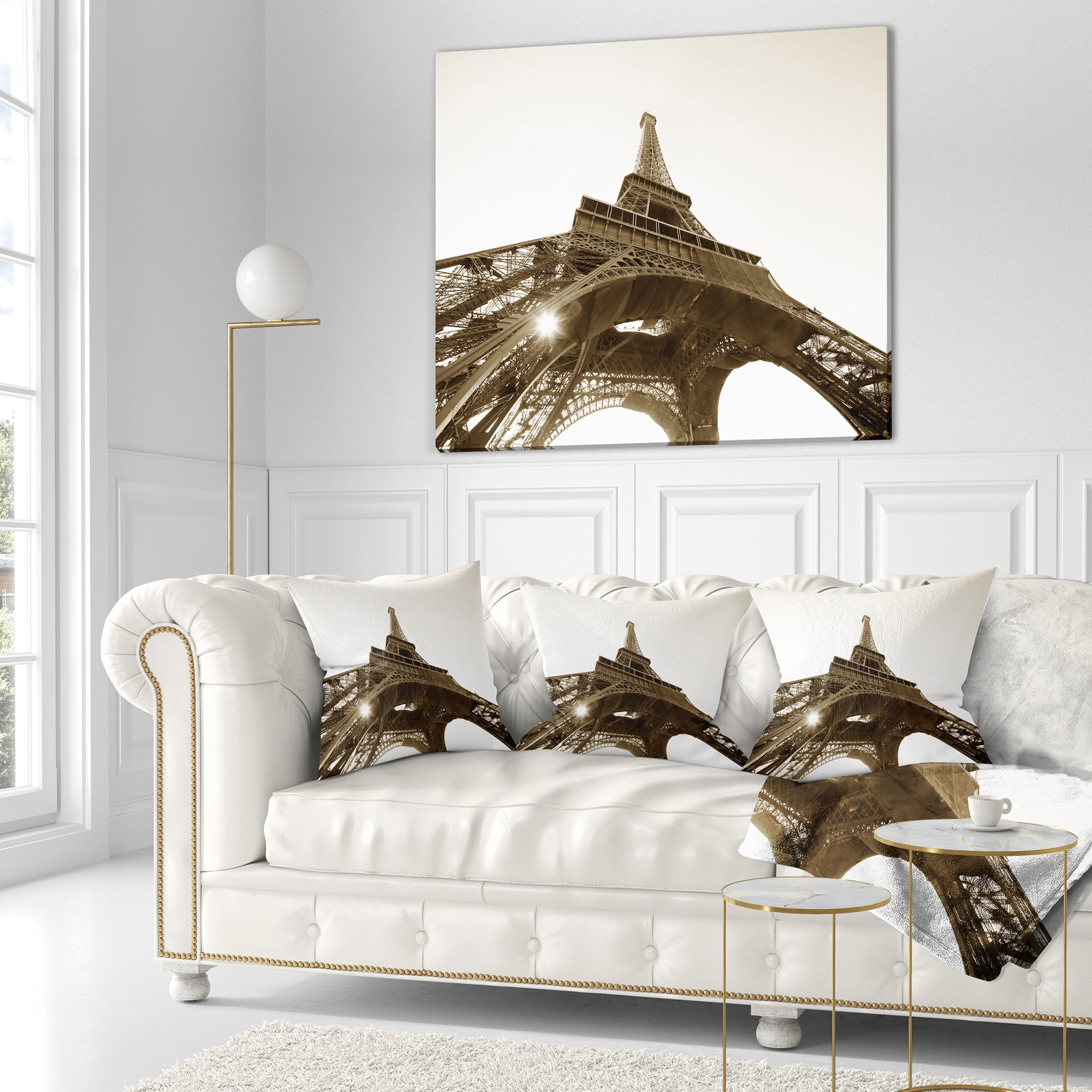 Designart Paris Eiffel TowerStraight Into Sky - Photography Throw Pillow - 16x16
