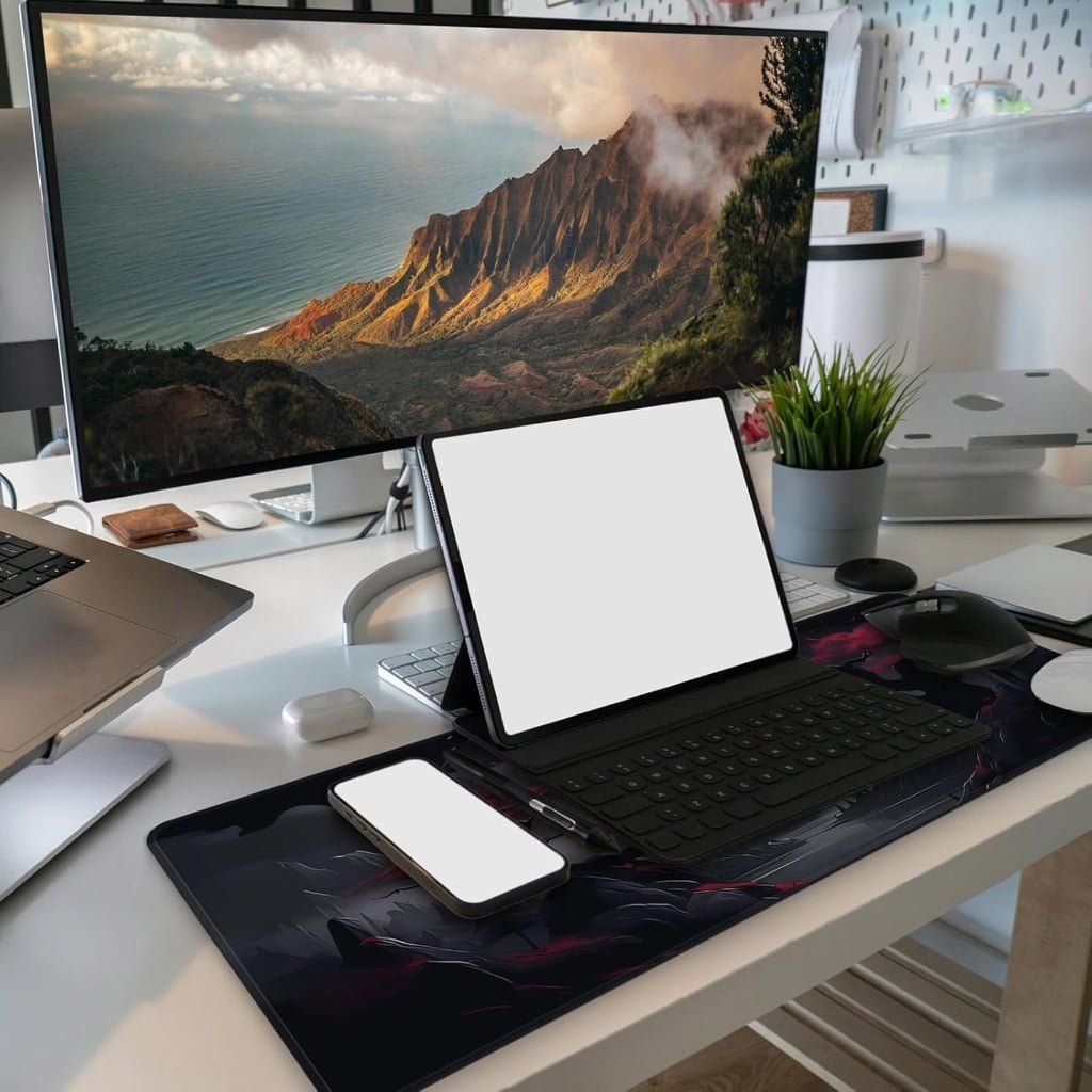 Large Desk Pad For Keyboards And Mouse 0.12Inch Thick Stitched Border Gaming Mouse Mat With Anti Skid Base Machine Wash