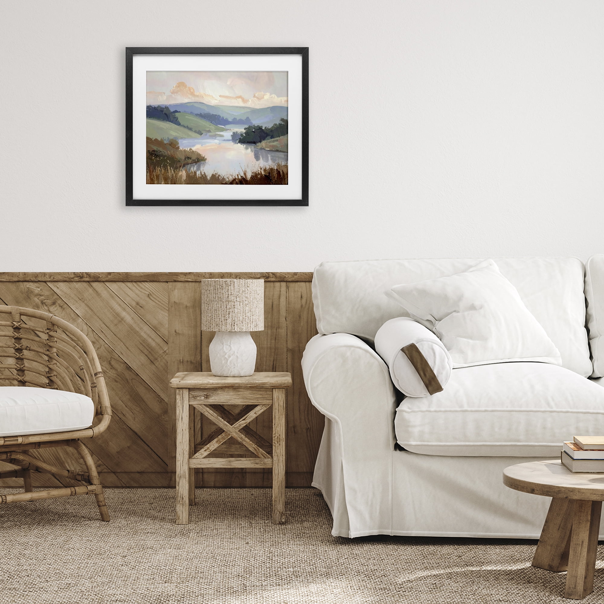 Stupell Industries Muted Distant Mountains Black Framed Print Under Glass, design by Alonza Saunders