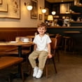 thumbnail image 5 of Qingpeng Kids Summer Solid Color Short Sleeve Crew Neck Top And Elastic Waist Long Pants Casual Sports Matching Outfit Set for Kids, 5 of 6