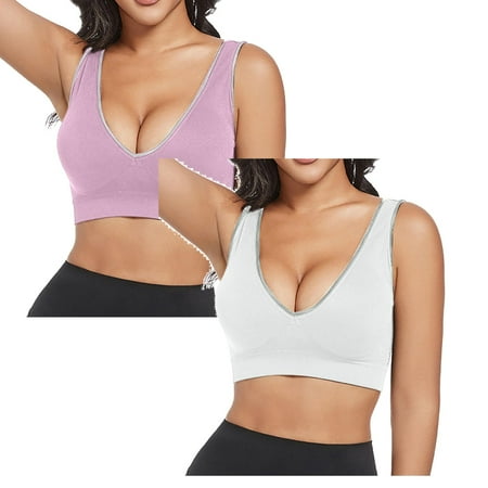 LUOGENLI Women Bralette Women s Front Side Buckle Lace Edge without Steel Ring Movement Seamless Gathering Adjustment Yoga Sleep Large Bra 2Pcs Women Bras No Underwire Full Coverage XXXXXL