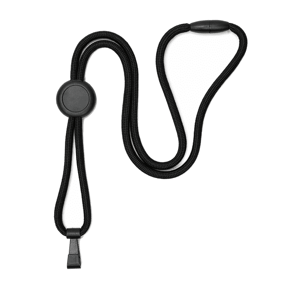 25 Pack - Heavy Duty Lanyard with Round Slider and Plastic No Twist Hook - MRI and Metal Detector Friendly, Safety Breakaway Quick Release Clasp by Specialist ID (Black)