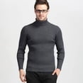 thumbnail image 3 of Suéter de cuello alto para hombre de otoño e invierno, suéter básico con patrón vertical de color sólido informal para hombre, 3 of 5