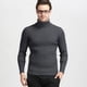 thumbnail image 5 of Suéter de cuello alto para hombre de otoño e invierno, suéter básico con patrón vertical de color sólido informal para hombre, 5 of 6