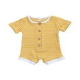 thumbnail image 1 of Baby Knitted Romper Short Sleeve O-neck Button Up Jumpsuit, 1 of 5